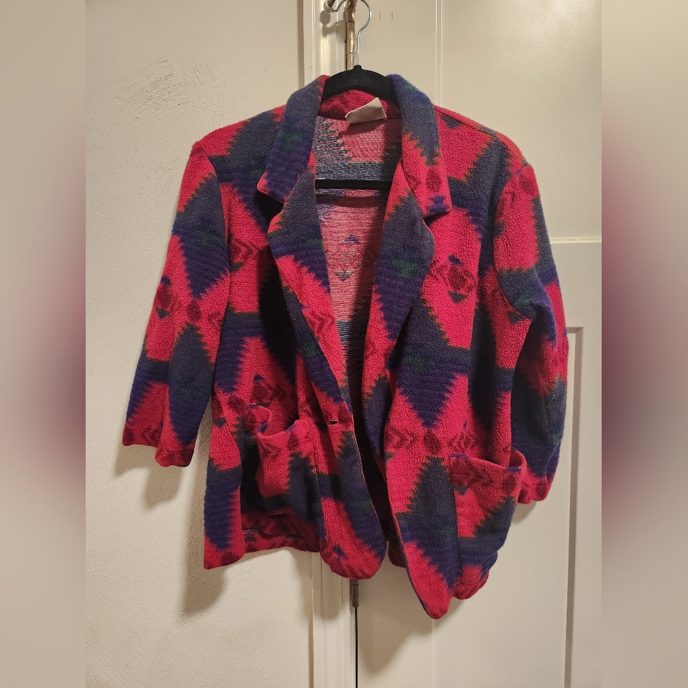Vintage Multi-color Western Fleece Cardigan